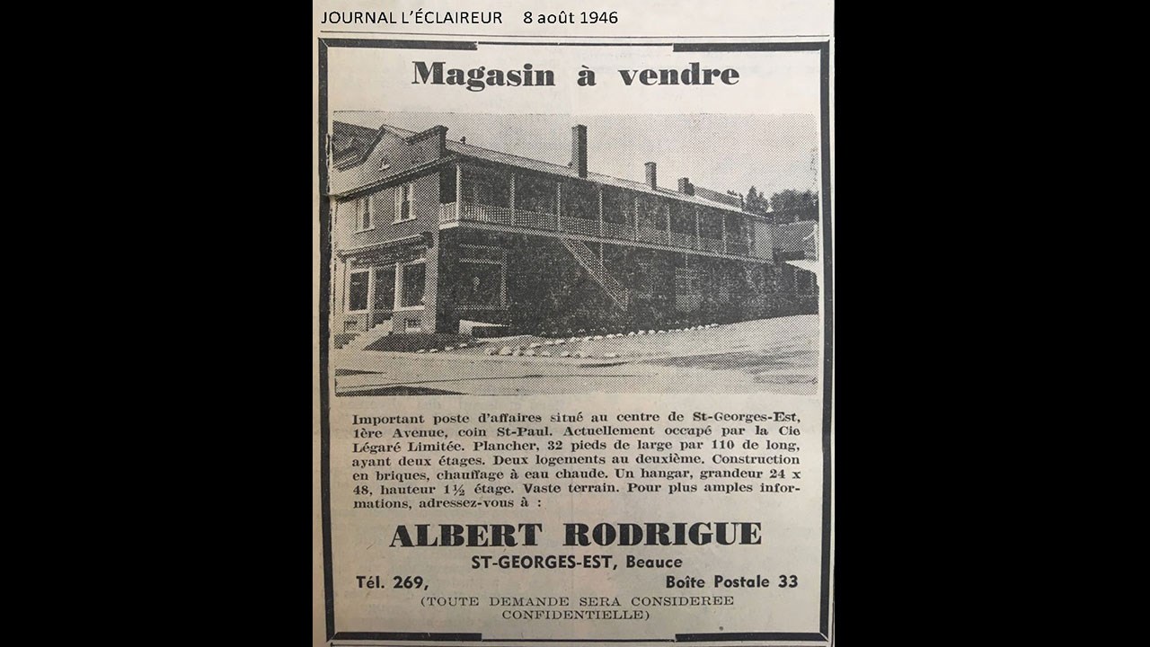 Le marchand Albert Rodrigue d'il y a 100 ans