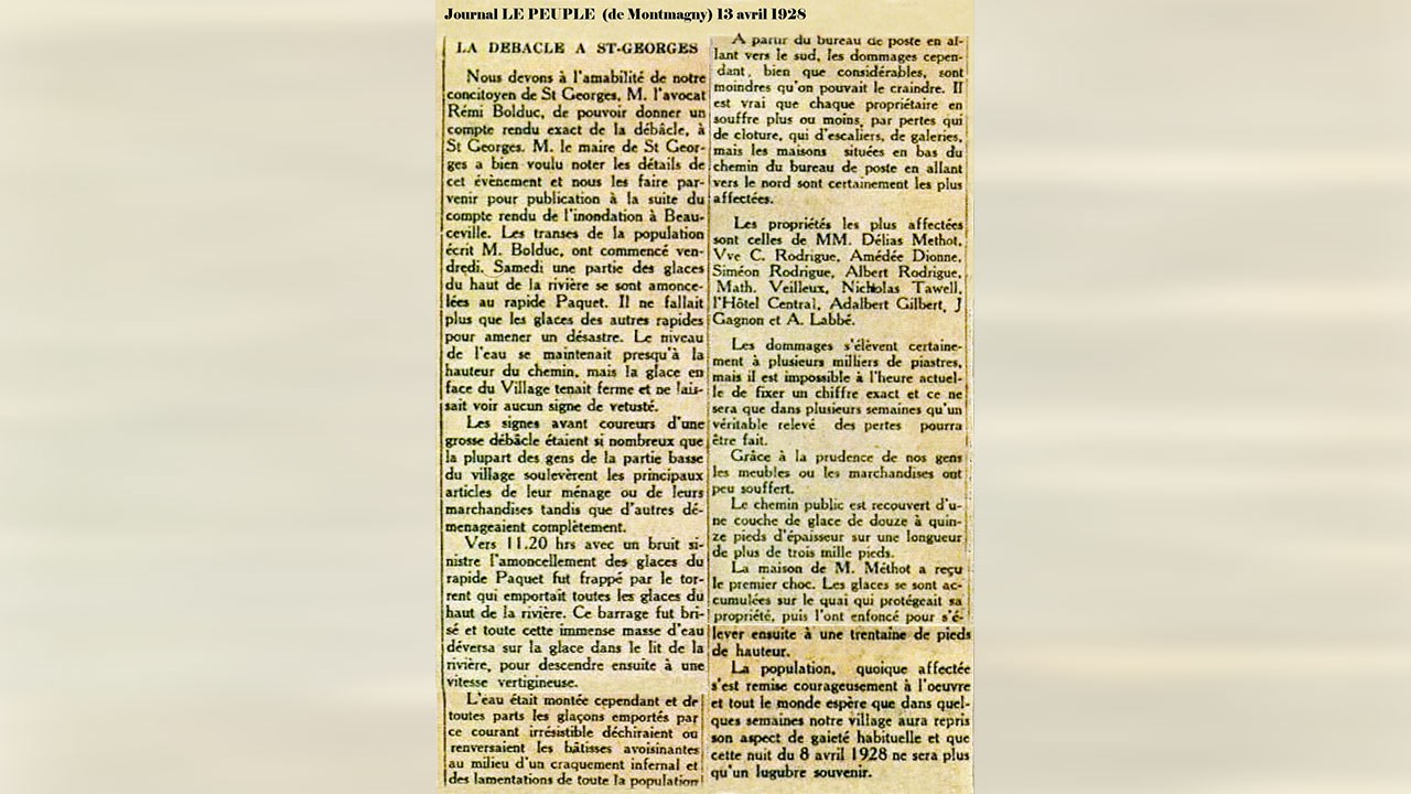 Images saisissantes de la débâcle du 8 avril 1928