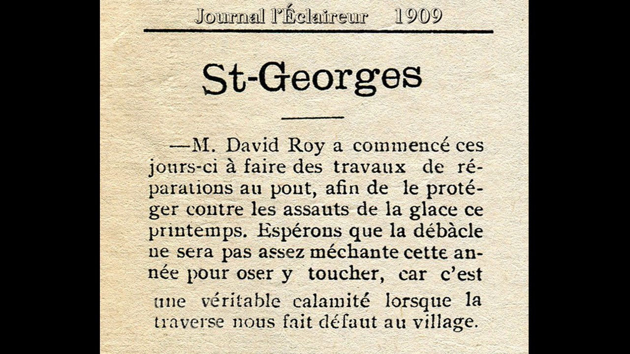 Les estacades du pont de bois de David Roy il y a plus d'un siècle