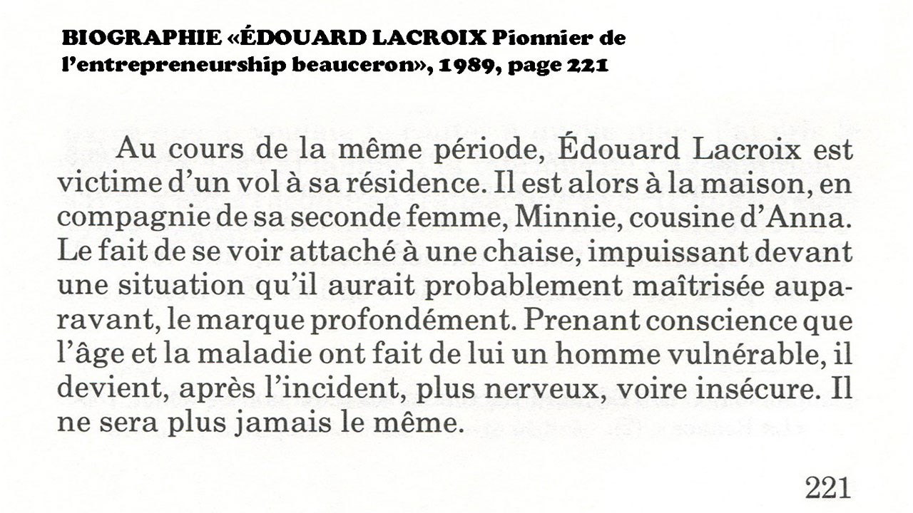 VOL QUALIFIÉ CHEZ ÉDOUARD LACROIX EN 1948