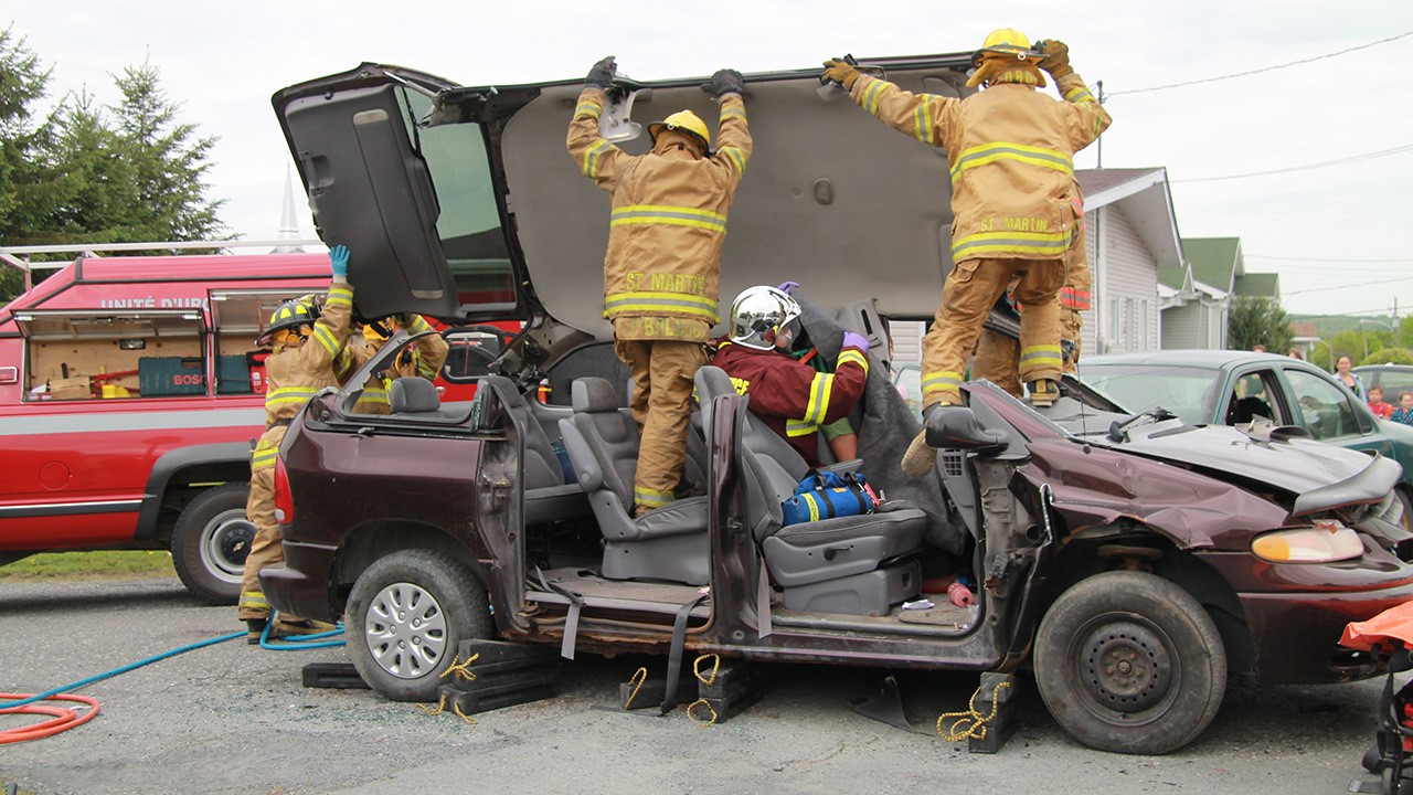 Une démonstration des pompiers de Saint-Martin.