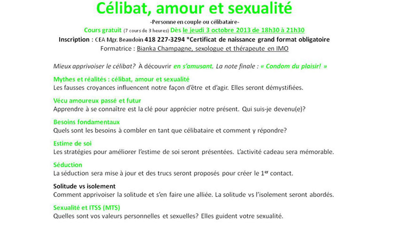 Cours gratuit avec  Bianka Champagne, sexologue M.A. et thérapeute en IMO