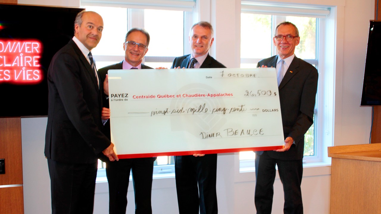 Centraide Québec/Chaudière-Appalaches amasse 26 500$ lors du dîner des grands donateurs à l'École d'Entrepreneurship de Beauce.