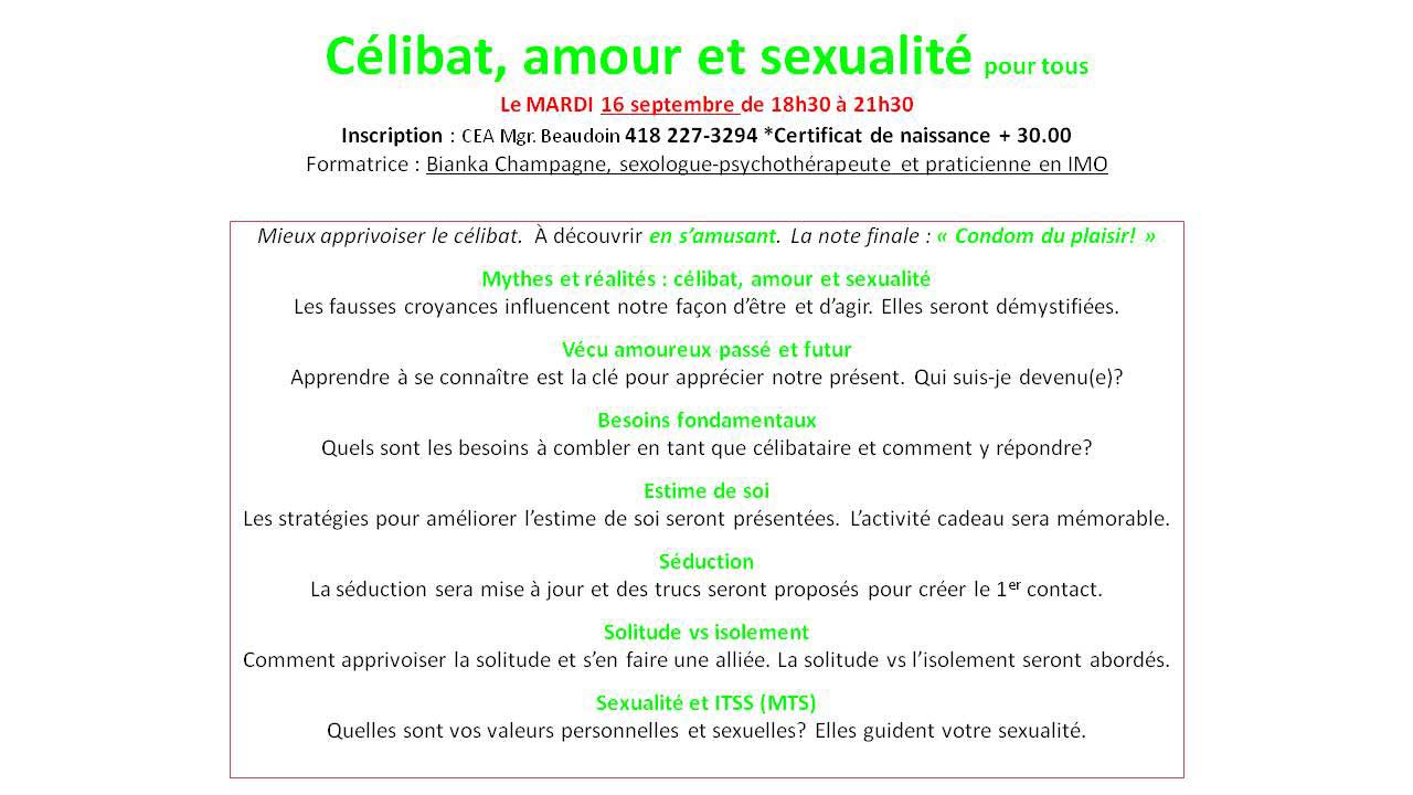 Cours avec Bianka Champagne M.A., Sexologue-psychothérapeute et praticienne en IMO