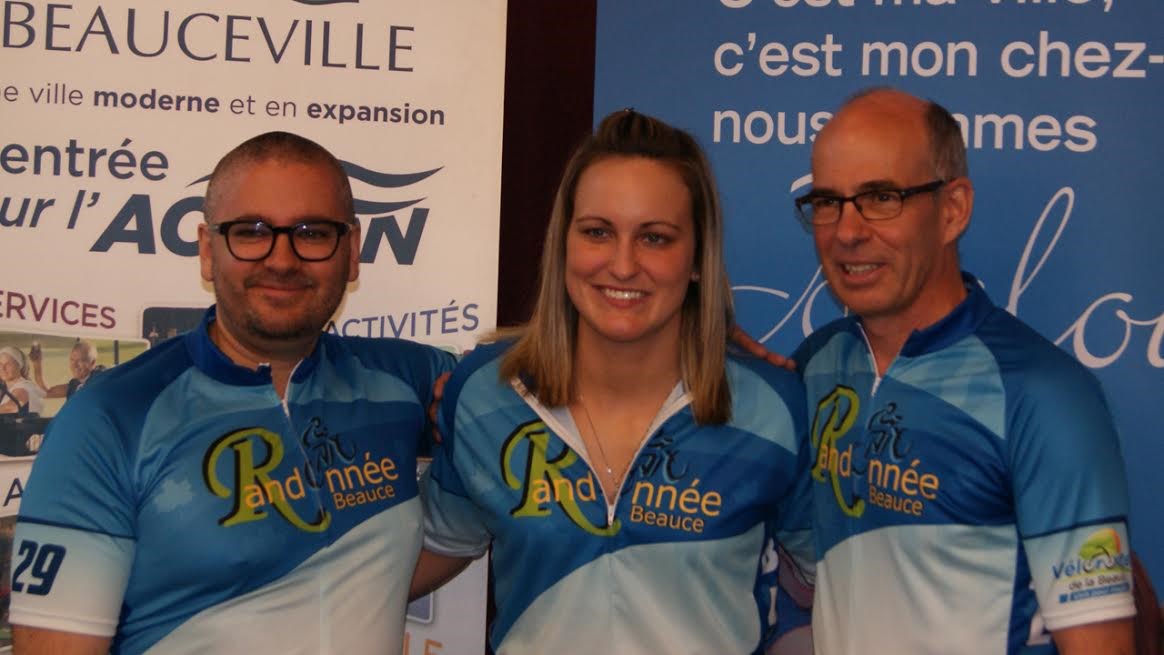 Félix Nunez, directeur général de la Ville de Beauceville; Marie-Philip Poulin, présidente d’honneur de l’événement, et Alain Landry, directeur général de la Ville de Saint-Joseph