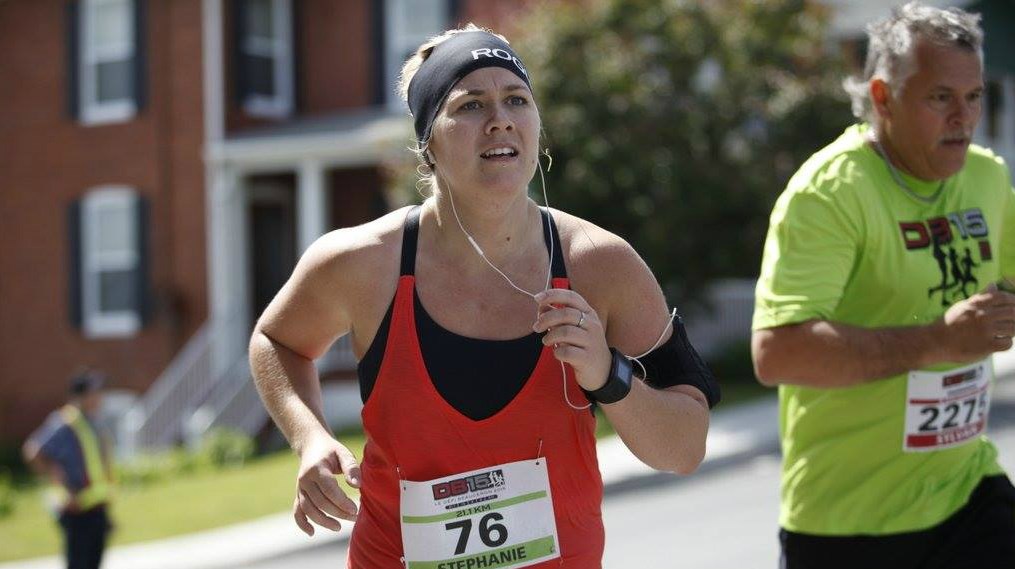 Stéphanie Giroux lors du sprint avec son père.