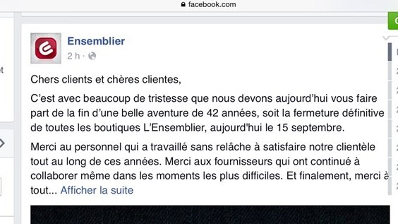 L'Ensemblier ferme ses portes après 42 ans dans le domaine de la mode.