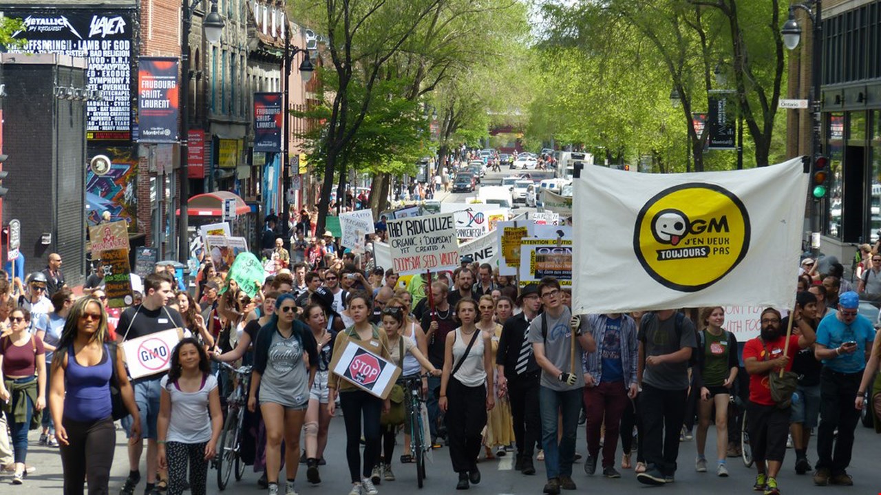 Cette photo a été prise lors de la Marche contre Monsanto à Montréal en mai 2014.