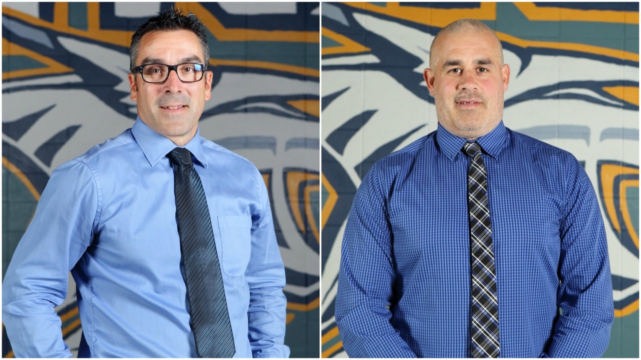 De gauche à droite: les entraîneurs en chef des Lynx, Steve Gosselin (M15 Majeur) et Raymond Delarosbil (M13).