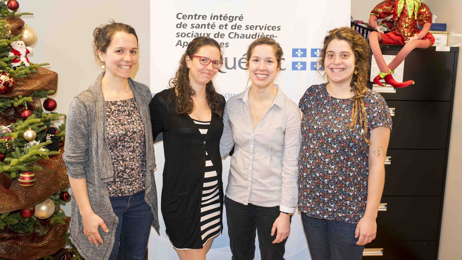 Grâce au déploiement à Saint-Georges de ce nouveau service de proximité, quatre sages-femmes ont été embauchées pour offrir à la population beauceronne un suivi personnalisé au cours de la grossesse. De gauche à droite, Christine Rheault, Geneviève Bélanger, Marie Beauchesne et Charline Gervais Brosseau, les 4 sages-femmes du nouveau point de service.