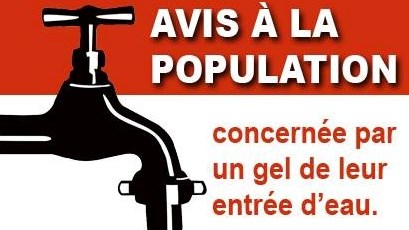 Avis à la population touchée par le gel d'entrées d'eau à Beauceville