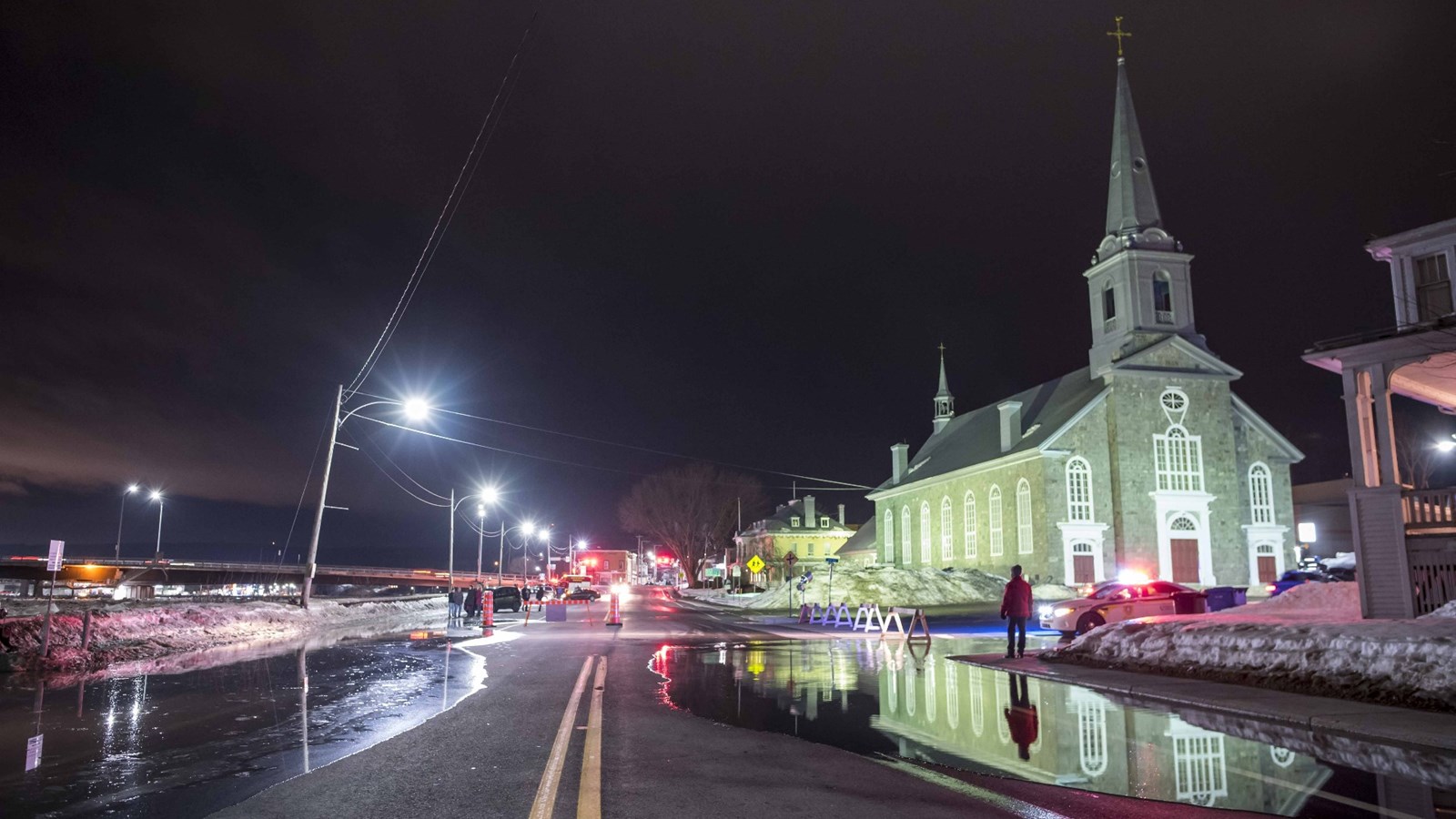 État des lieux de l'inondation moyenne à Beauceville samedi à 23h