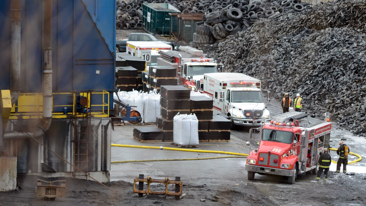 Intervention des pompiers chez Royal Mat à Beauceville