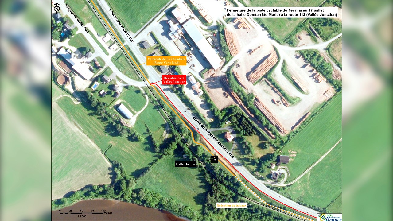 Fermeture partielle de la piste cyclable en Nouvelle-Beauce pendant plusieurs mois