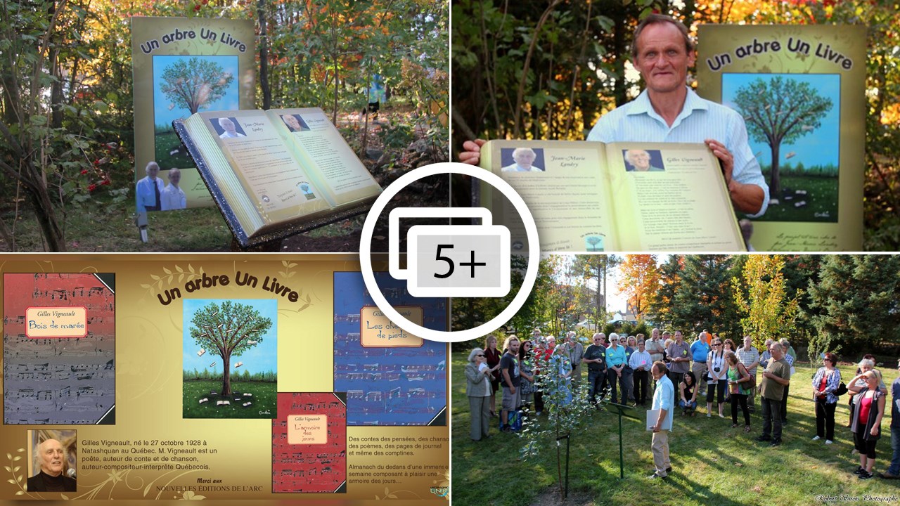 Inauguration de trois plaques commémoratives au parc « Un arbre un livre » de Saint-Frédéric