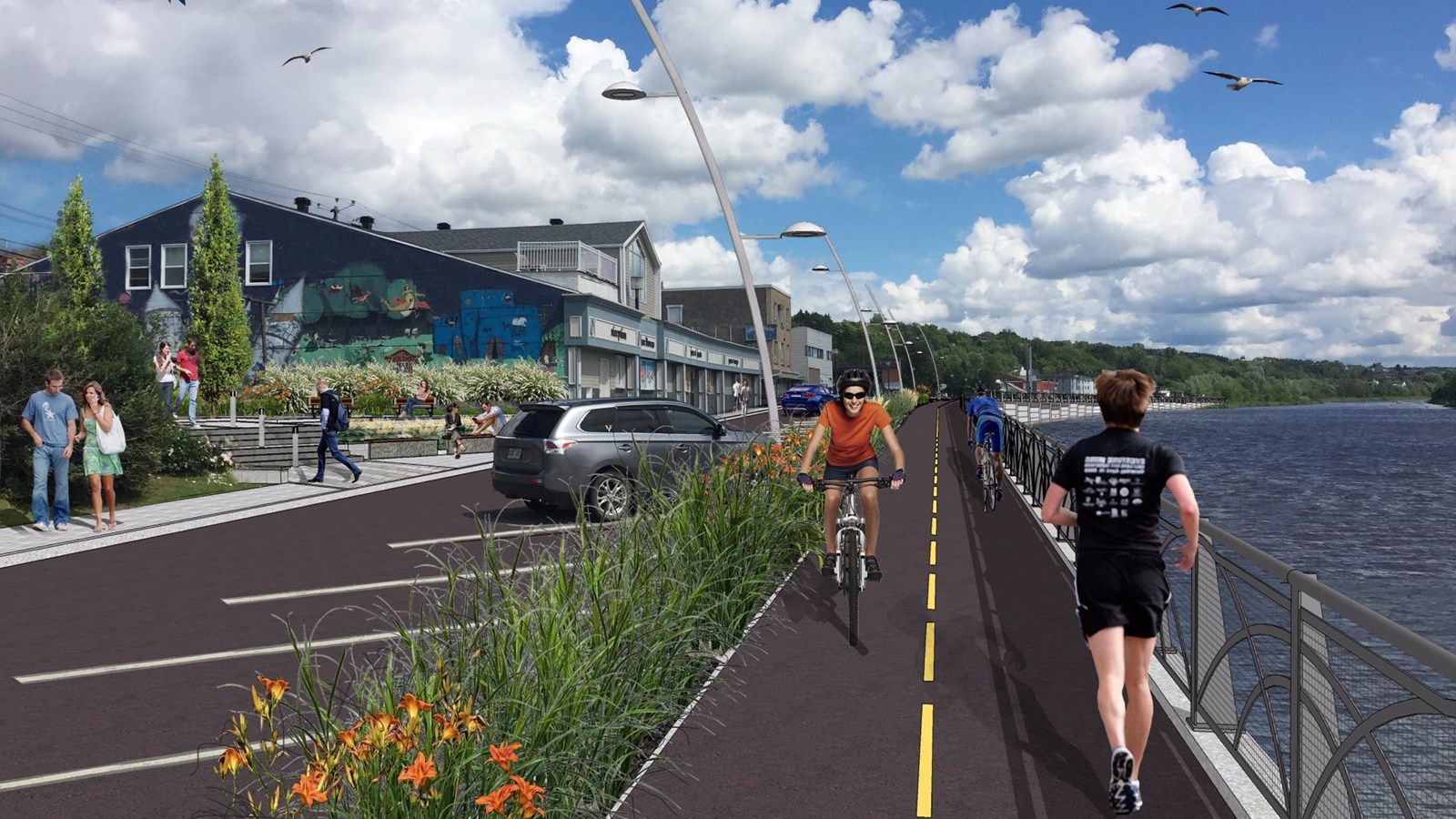 Les travaux d'amélioration du mur de soutènement de la Promenade Redmond s'amorçeront dés le mardi 3 juillet 2018. Voici une ébauche de ce à quoi ressembleront les travaux d'aménagement.