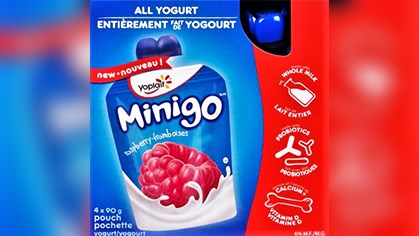 Les produits visés par le présent rappel sont les yogourts aux framboises de marque Yoplait Minigo (4 sachets de 90 g) arborant les dates d'expiration 2017 JL 23, 2017 JL 31, 2017 AU 07 et 2017 AU 20.