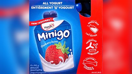 Les produits visés par le présent rappel sont les yogourts aux fraises de marque Yoplait Minigo (4 sachets de 90 g) arborant les dates d'expiration 2017 JL 16, 2017 JL 22, 2017 AU 01, 2017 AU 07, 2017 AU 13 et 2017 AU 19.