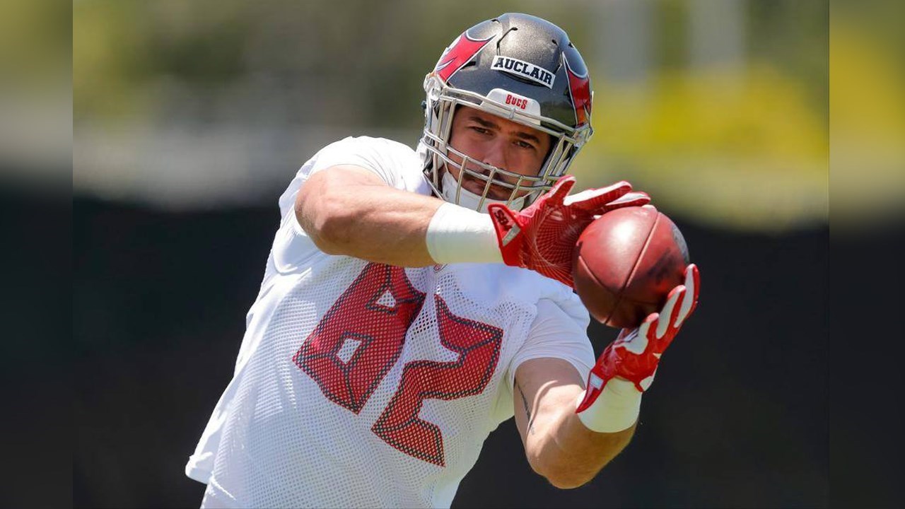 Le joueur de football de Notre-Dame-des-Pins, Antony Auclair, lors de sa participation au camp d'entraînement des Buccaneers de Tampa Bay.