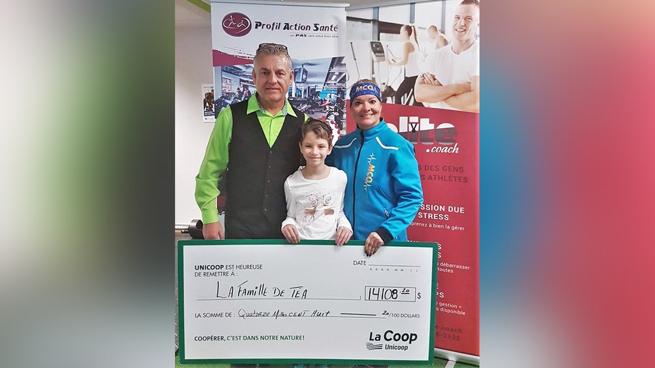 Un organisme de Ste-Marie remet 14 000 $ à une jeune fille atteinte de cancer