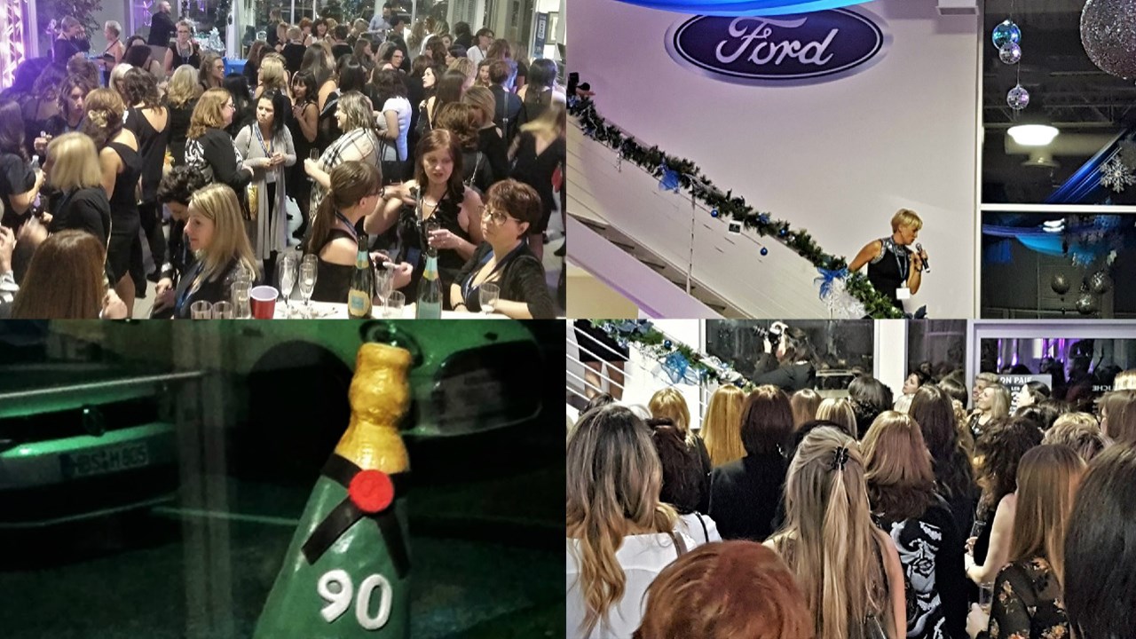 Le Rendez-vous glamour des femmes d'affaires, organisé dans le cadre du 90e anniversaire du concessionnaire automobile Cliche Auto Ford de Vallée-Jonction, a eu lieu en présence de 170 femmes d'affaires de la région mercredi le 6 décembre 2017.