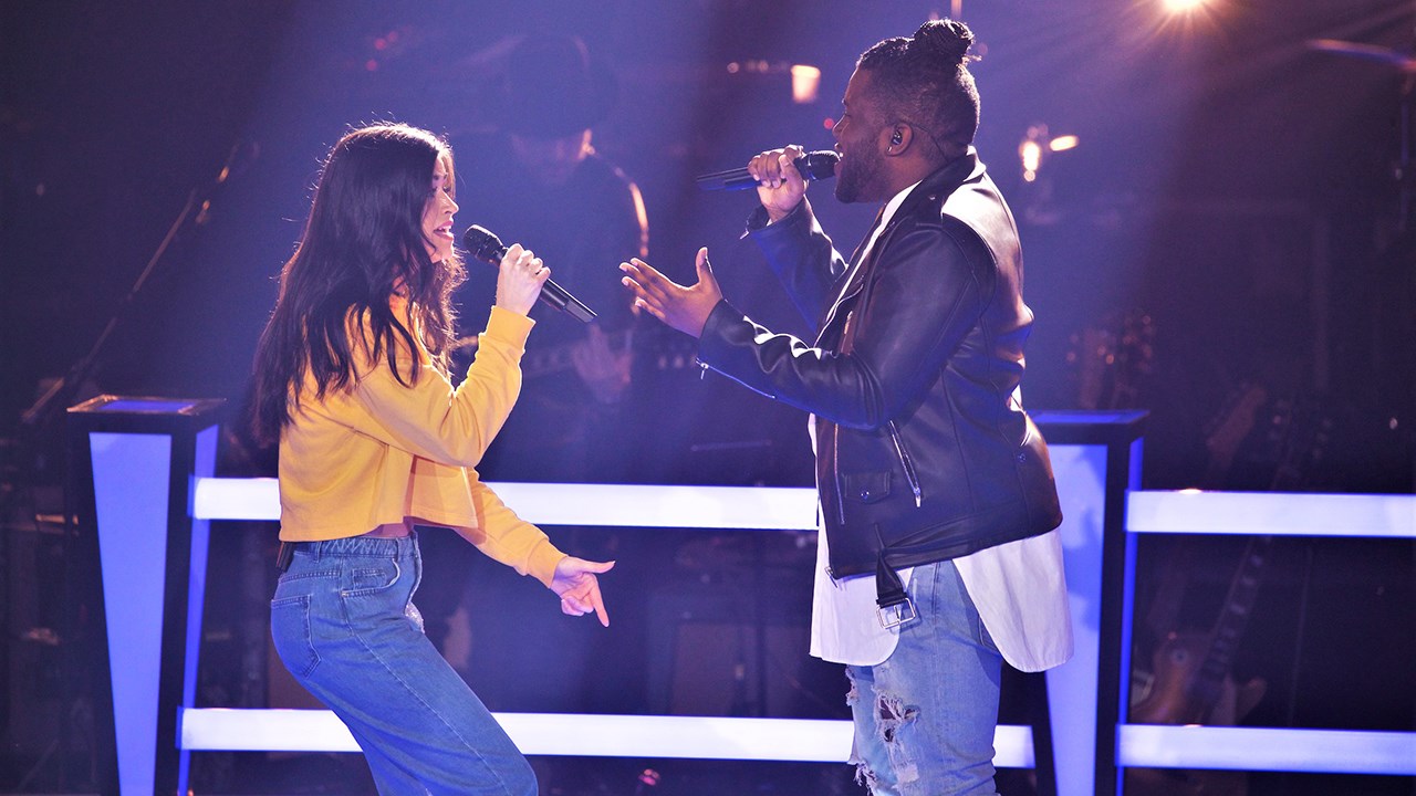 La Georgienne Chloé Doyon lors de son duel avec Redgee à La Voix VI, diffusé dimanche le 25 mars 2018 sur les ondes de TVA.