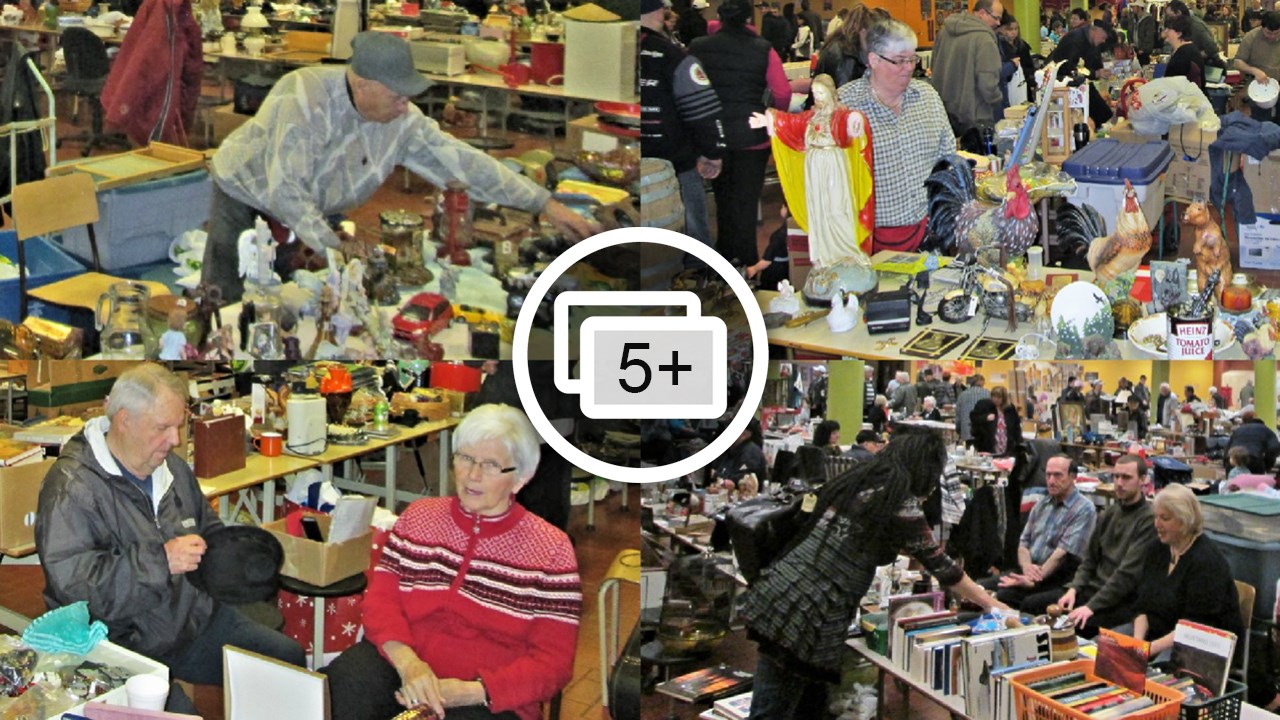 Photos d'une précédente édition du méga marché aux puces au profit du bal des finissants de la polyvalente de Saint-Georges.