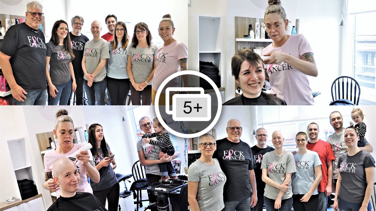 Six membres d'une même famille de St-Georges se rasent la tête en soutien à une proche atteinte de cancer
