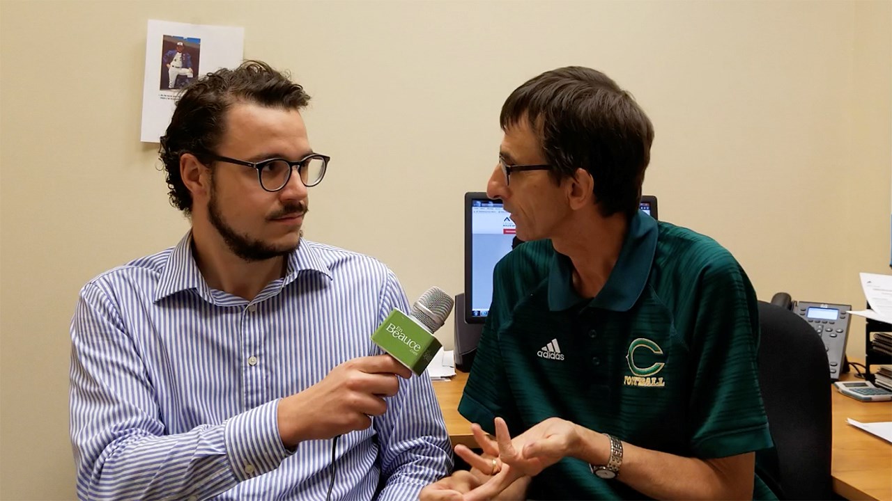 Alexandre Poulin, journaliste pour EnBeauce.com, et Réjean Bergeron, conseiller en communications au Cégep Beauce-Appalaches.