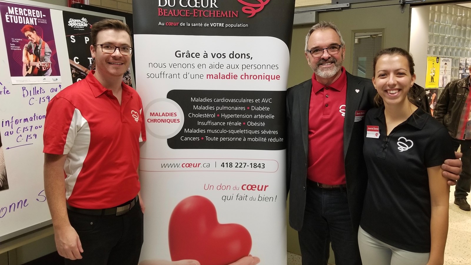 ean-Sébastien Boulanger, président du CA du Pavillon du Coeur de Beauce-Etchemin, Denis Bolduc, président du CA de la Fondation du Coeur Beauce-Etchemin, et  et Joannie Demers, directrice de la Fondation du Coeur de Beauce-Etchemin.