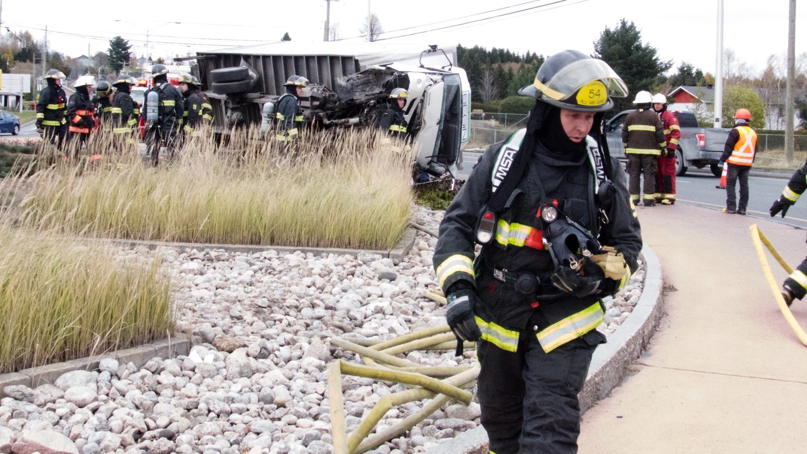 Accident grave au carrefour giratoire à la sortie de l'autoroute 73