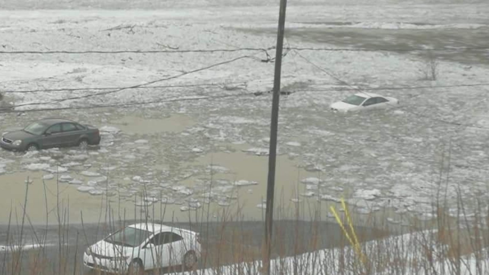 Des voitures prises au piège par la rivière Chaudière