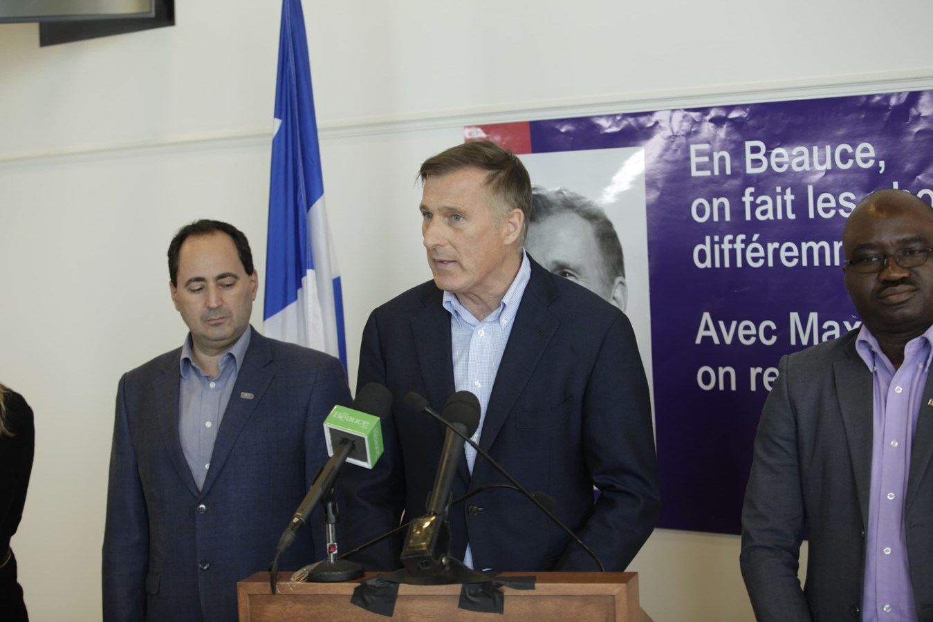 Maxime Bernier s'est exprimé au Centre Caztel. 