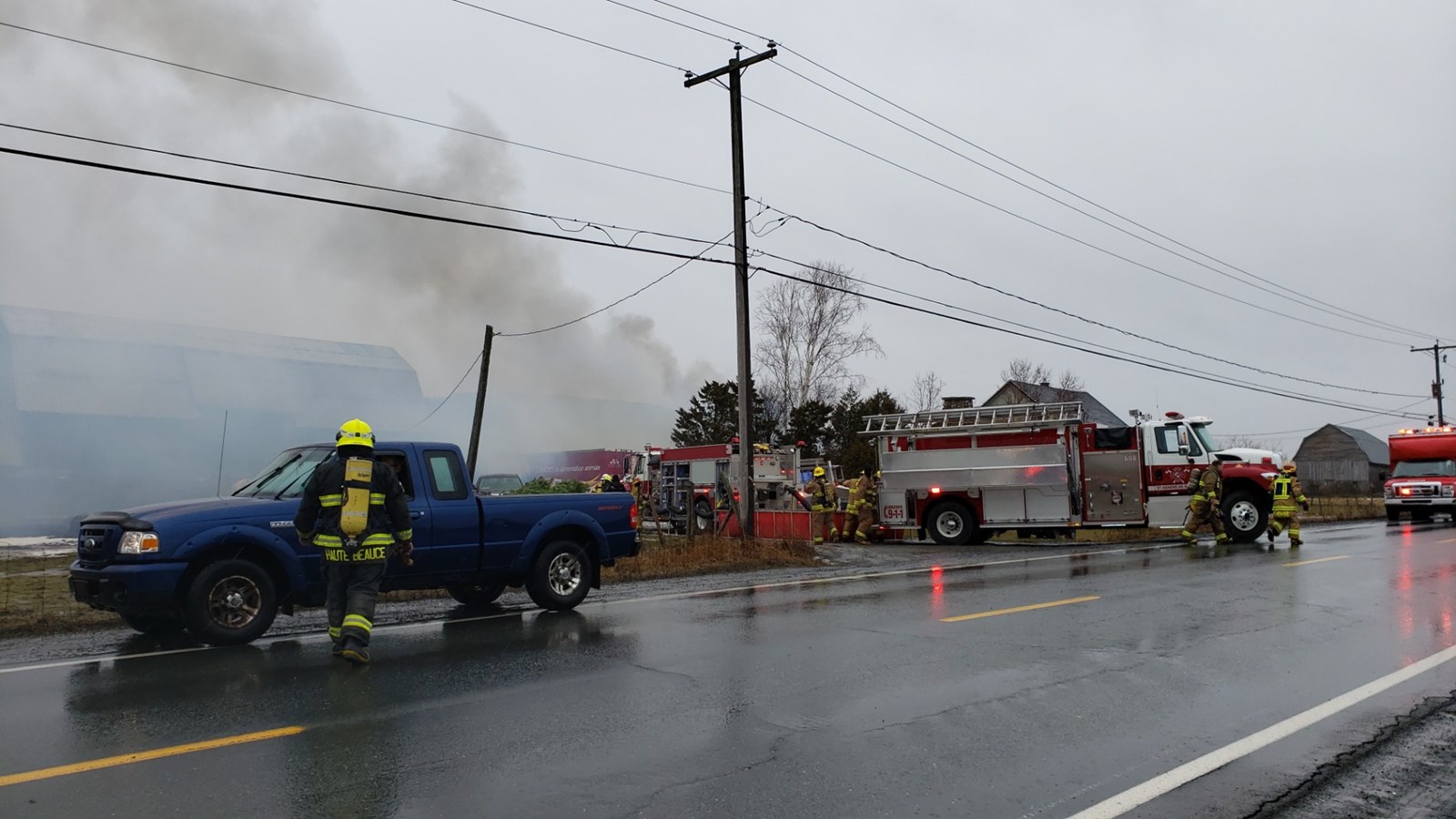 Incendie d'un bâtiment de ferme à Saint-Honoré