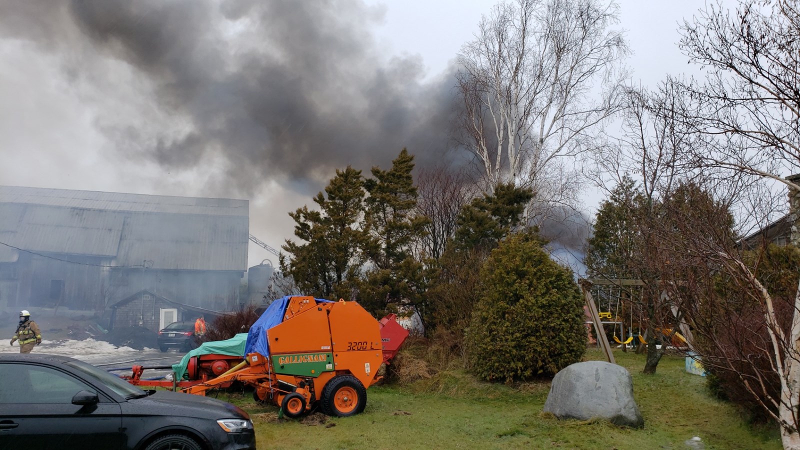 Incendie d'un bâtiment de ferme à Saint-Honoré