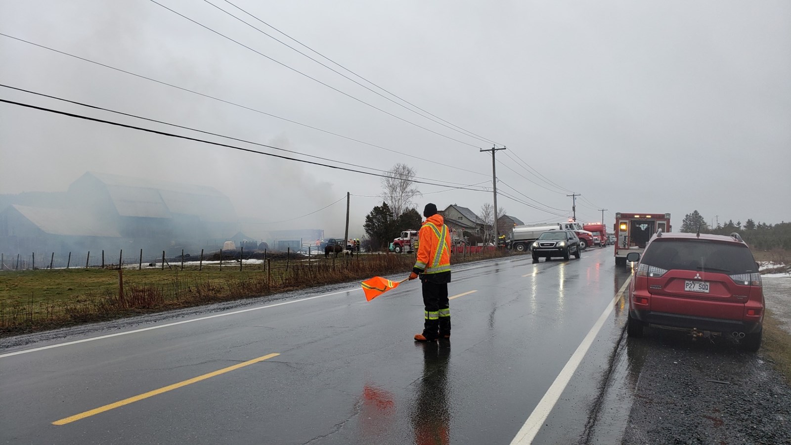 Incendie d'un bâtiment de ferme à Saint-Honoré