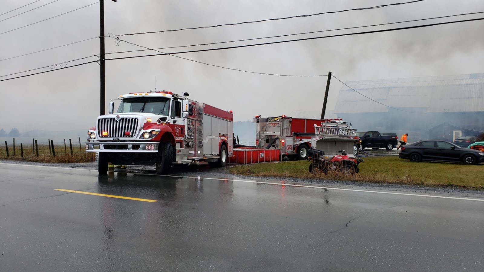 Incendie d'un bâtiment de ferme à Saint-Honoré