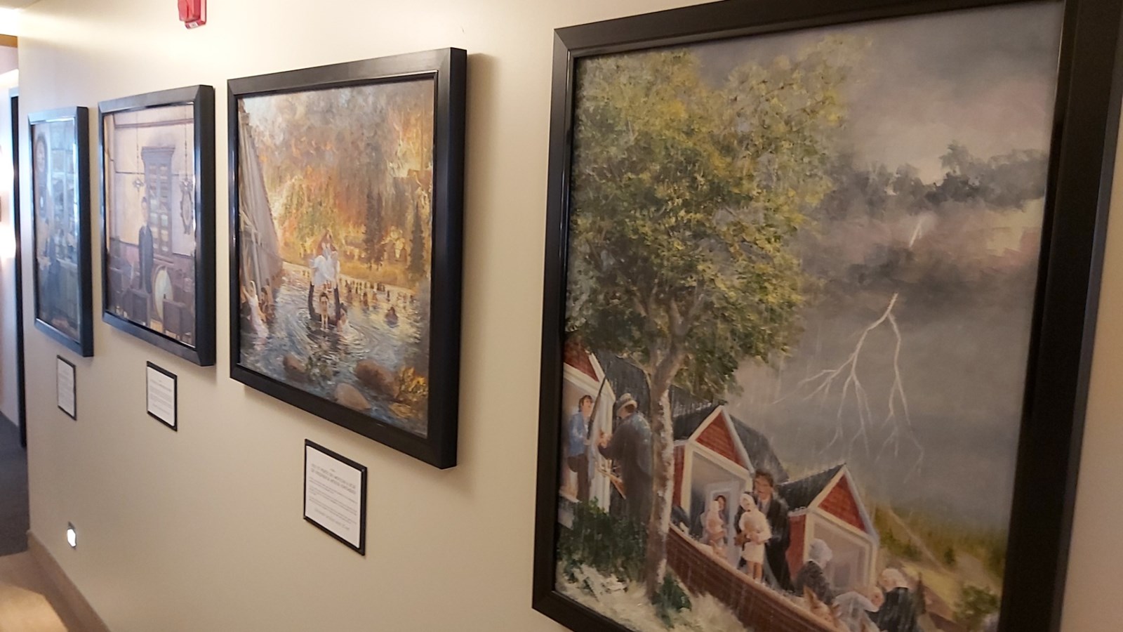 Série de tableaux sur la vie d'Édouard Lacroix.