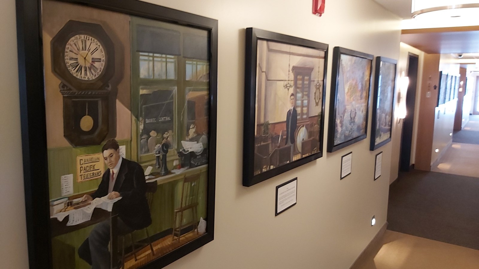 Série de tableaux sur la vie d'Édouard Lacroix.