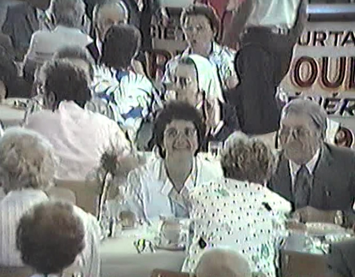 Normand DeLessard présente le souper du 100e anniversaire de l'Église Saint-Évariste-de-Forsyth en 1987