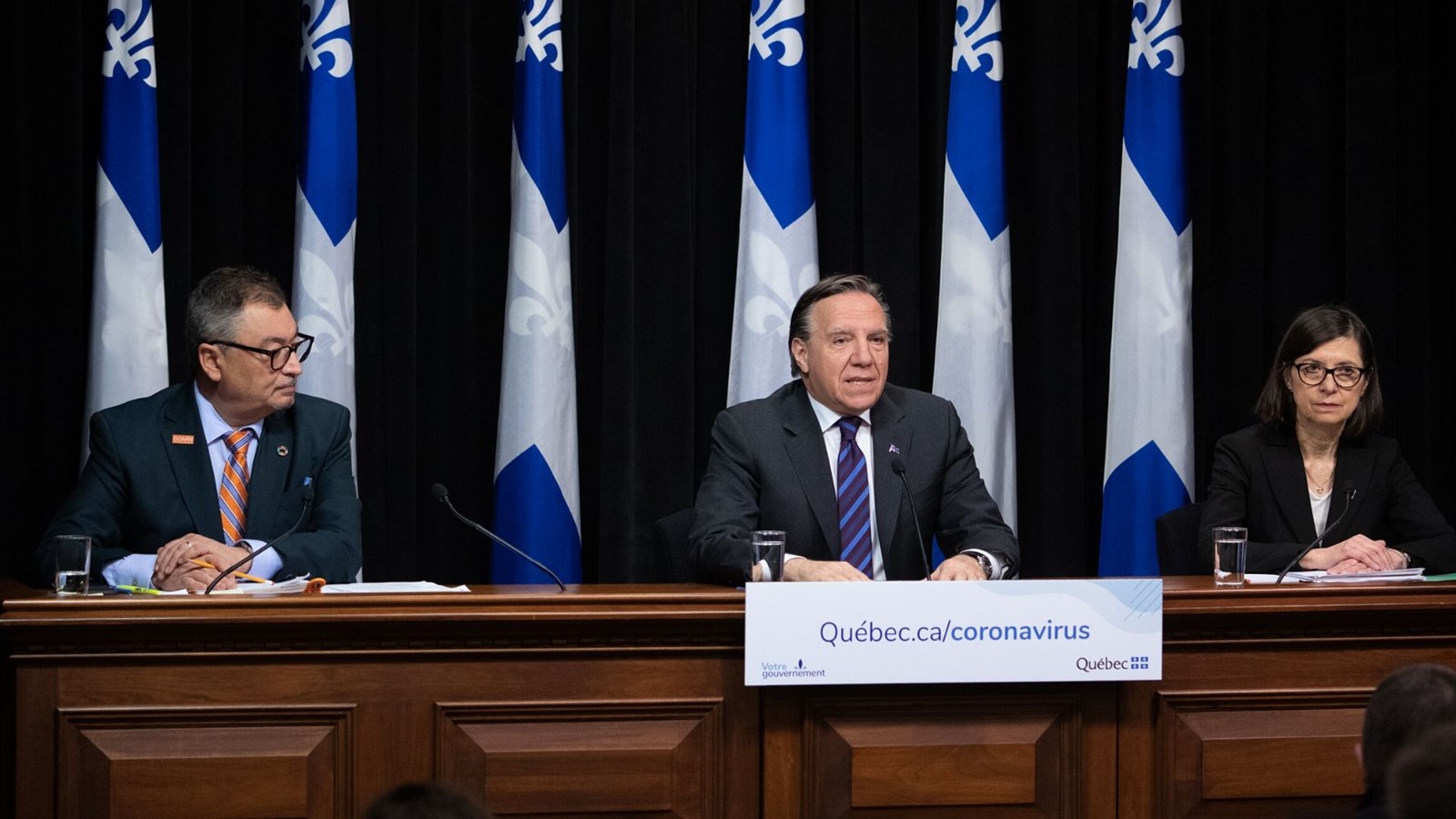 Horacio Arruda, François Legault et Danielle McCann 