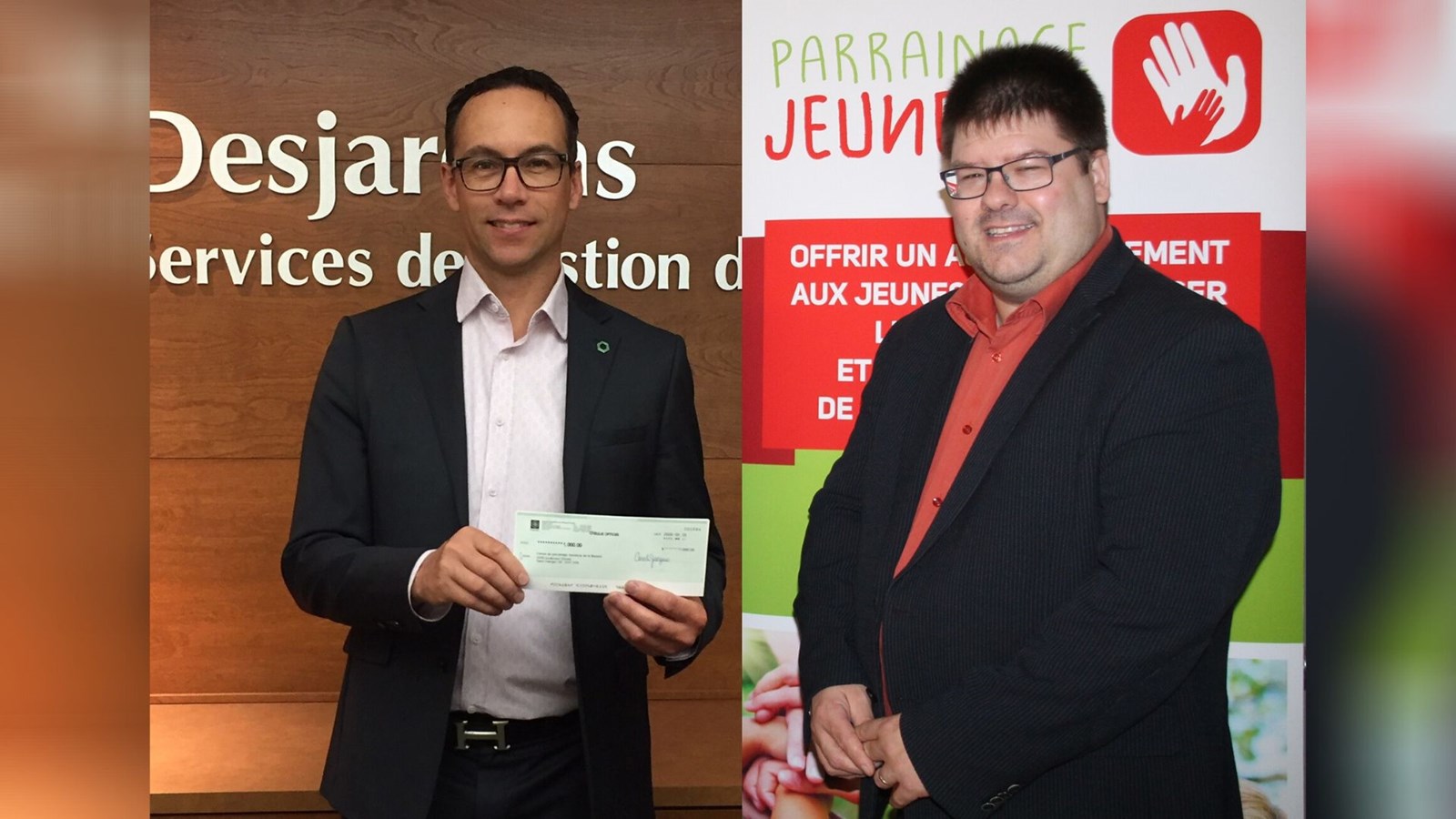 Martin Chateauneuf, directeur général de la Caisse Desjardins
de Beauce-Centre, remet virtuellement le chèque au directeur intérimaire, Jean-
François Fecteau.