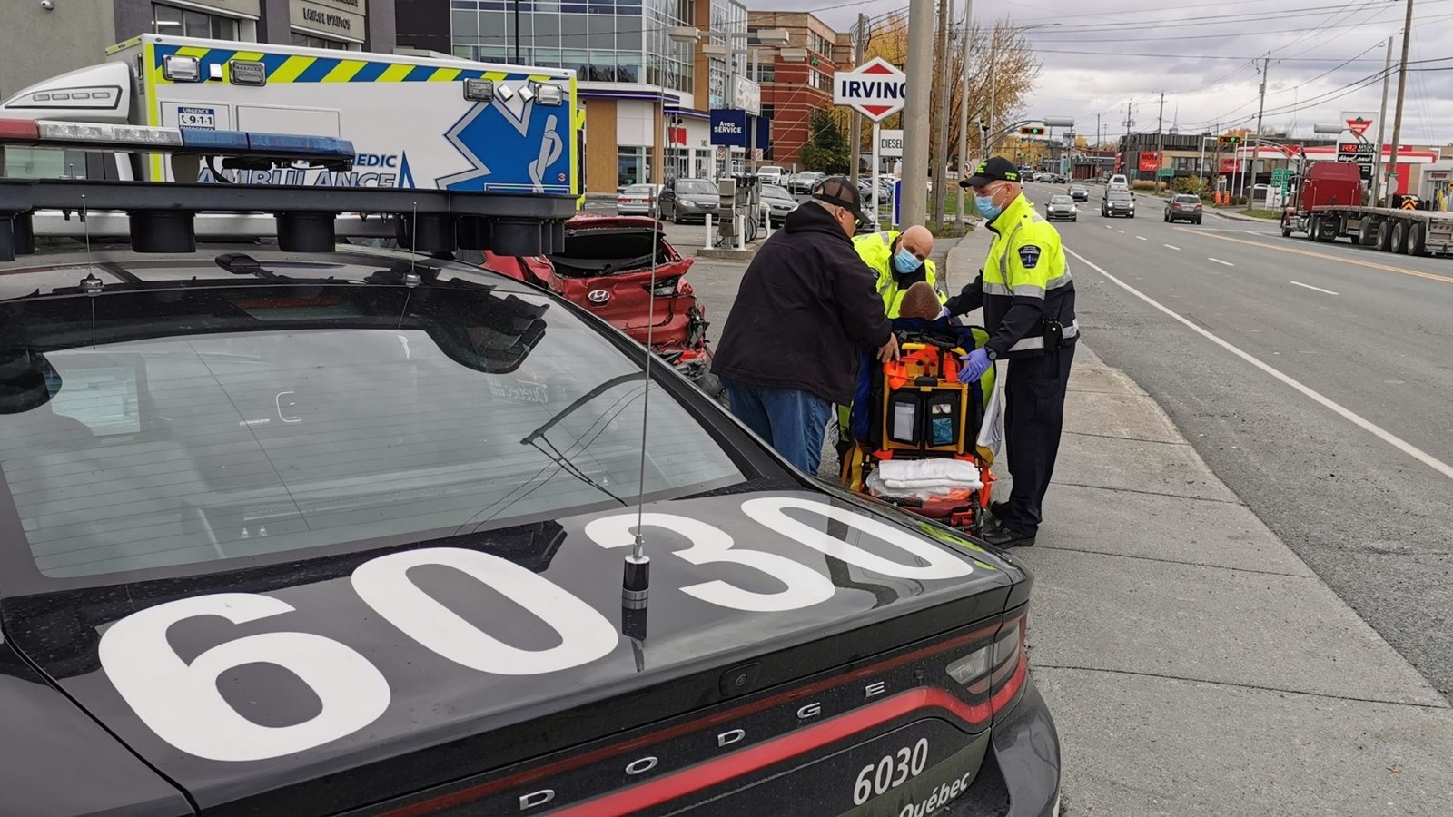 Accident de la route sur le boulevard Lacroix à Saint-Georges