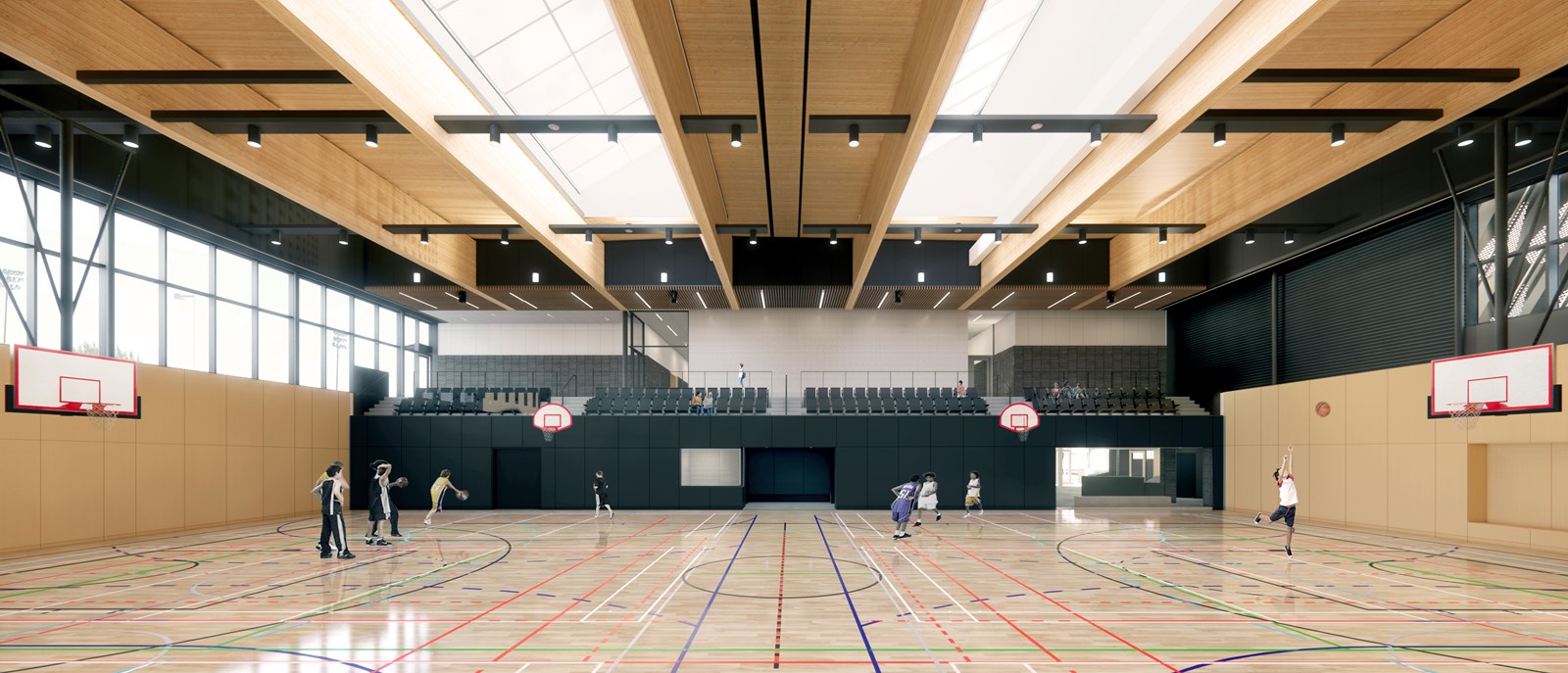 Livraison des poutres lamellées collées au Complexe multisport