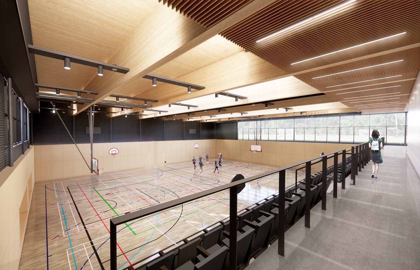 Livraison des poutres lamellées collées au Complexe multisport