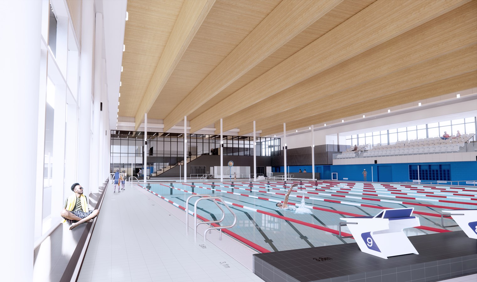 Livraison des poutres lamellées collées au Complexe multisport