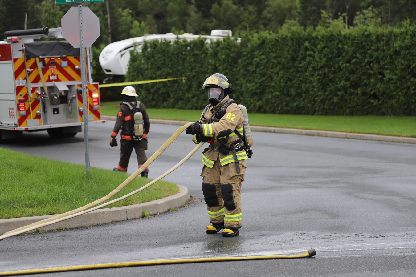 Intervention des pompiers de Saint-Georges sur la 129e rue