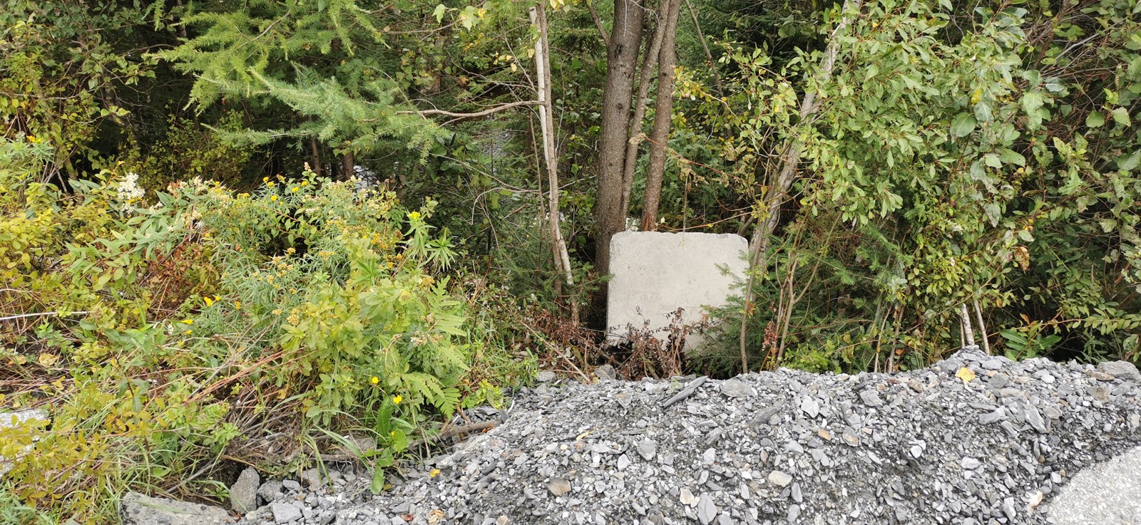Des blocs ont été poussés dans le ravin attenant.