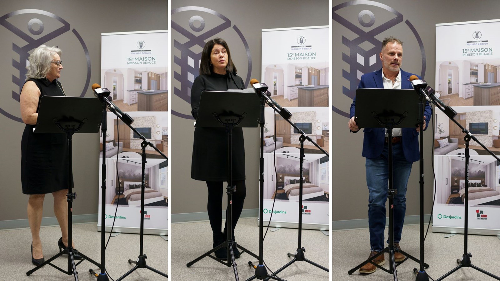 Hélène Rodrigue, responsable du réseau des ventes, Claudia Faucher de Desjardins et Vincent Bernard de Construction Robert Bernard