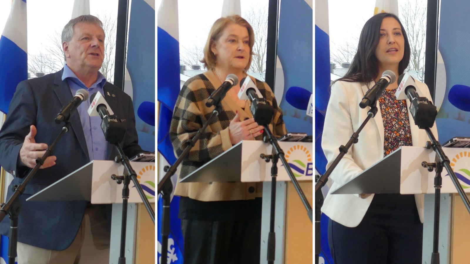 Le préfet de la MRC de La Nouvelle-Beauce et maire de la Ville de Sainte-Marie, Gaétan Vachon: la vice-présidente des ressources humaines chez duBreton, Line Breton; la vice-présidente capital humain du Groupe Mundial, Manon Viel.